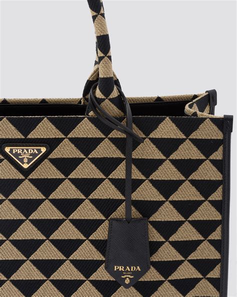 prada symbole jacquard fabric bag|Large Prada Symbole Embroidered Fabric Handbag.